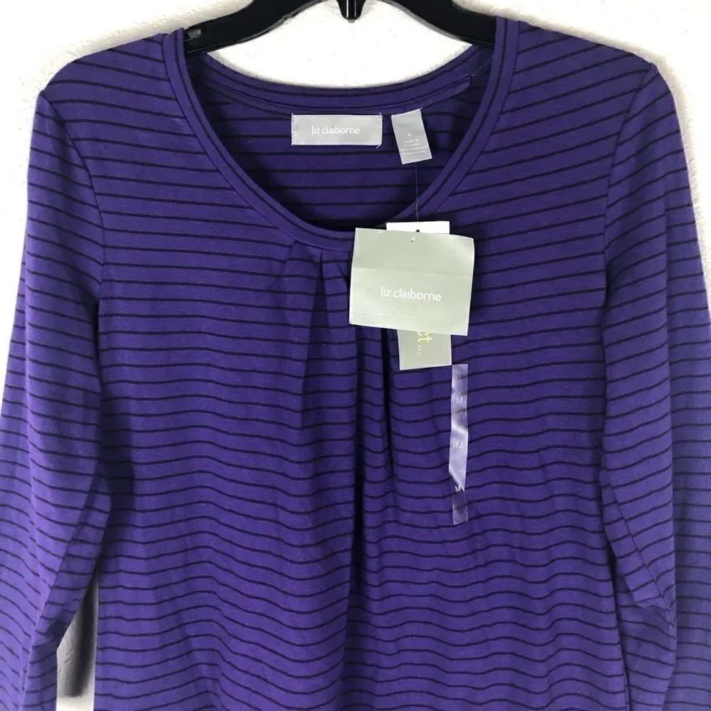 NWT Liz Claiborne Purple Striped Shirt Size Medium